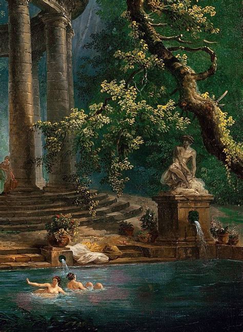 The Bathing Pool Detail By Hubert Robert Rococo Art Rennaissance Art
