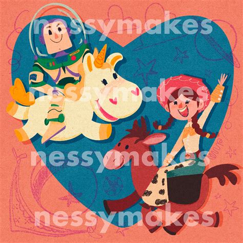 Buzz Lightyear And Jessie Art Print Toy Story 4 Disney Fan Etsy