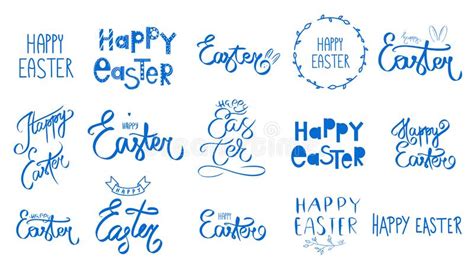 Big Blue Easter Set Collection Happy Easter Day Handwritten Sign