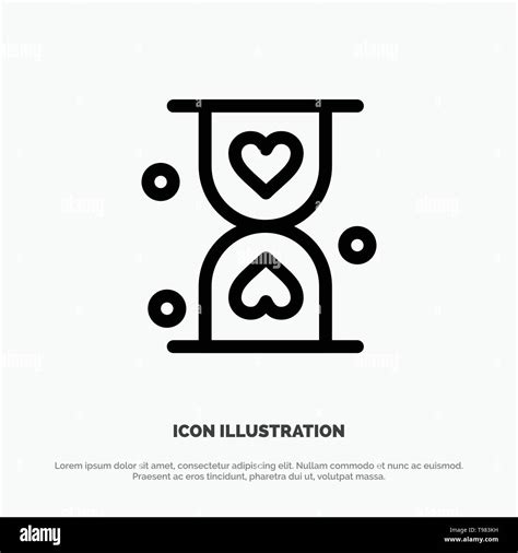 Heart Hourglass Glass Hour Waiting Line Icon Vector Stock Vector