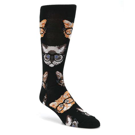 Shop with afterpay on eligible items. Hipster Cat Socks - Novelty Dress Socks for Men | boldSOCKS