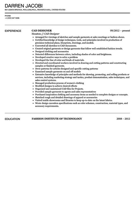 Cad Designer Resume Sample Velvet Jobs