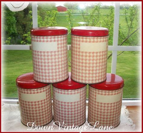 Vintage Red Canister Set Of 5 Etsy Red Canister Set Canister Sets