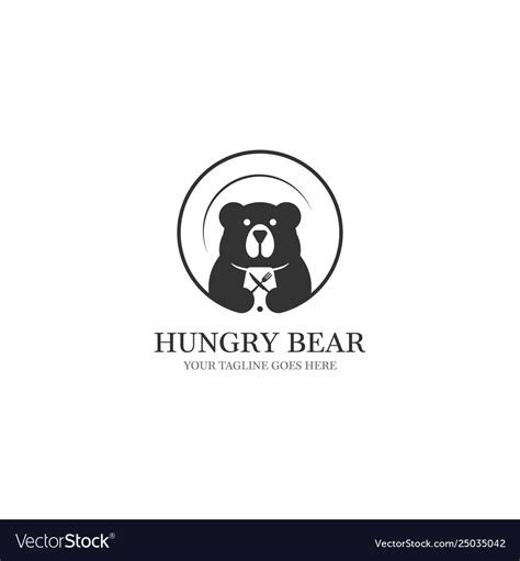 Hungry Bear Logo Designs With Platen On The Vector Image