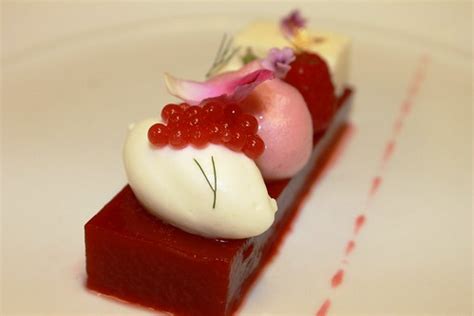 The berries stay very juicy. Strawberry Terrine, Chantilly Cream, Strawberry Foam and C ...