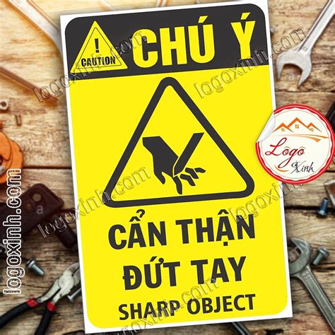 Logo Tem Sticker CẢnh BÁo CẨn ThẬn ĐỨt Tay VẬt SẮc NhỌn Sharp Objects