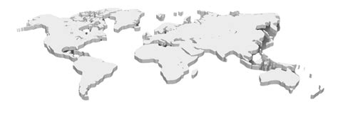 3d World Map In White With Shadow Effect On Gray Backgroundvector