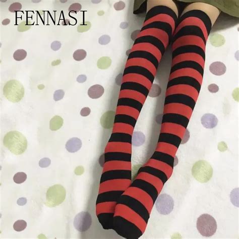Fennasi Stripe Women Stockings Anime Japanese Sweets Pantyhose Cosplay
