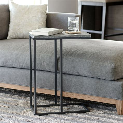 Household Essentials Slate Faux Concrete C Shaped Sofa Side End Table