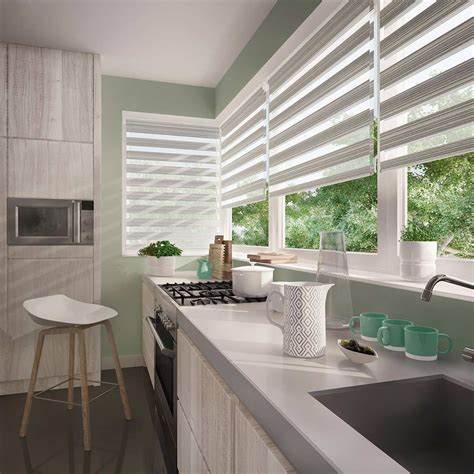 Kitchen Window Blinds Anti Uv Dual Layer Waterproof Zebra Blinds