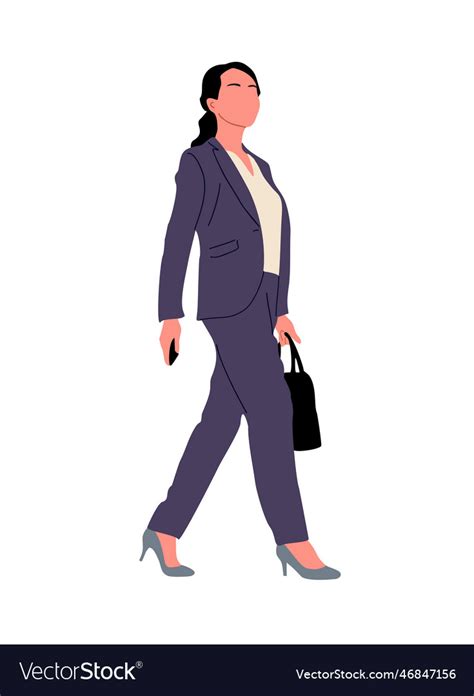 Business Woman Walking Side View On White Vector Image