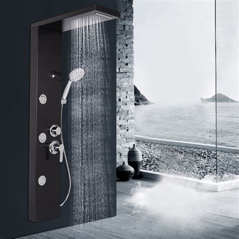 doact stainless steel black shower panel set bathroom showering kit for home use shower panel