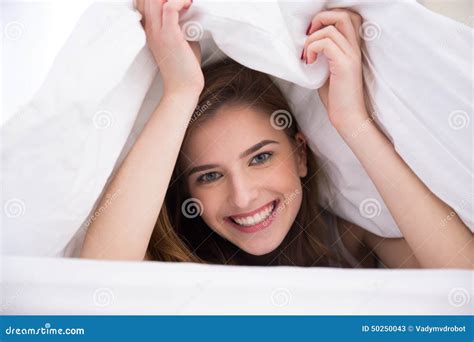 Woman Under The Blanket In The Bed Stock Image Image Of Adult Indoors 50250043