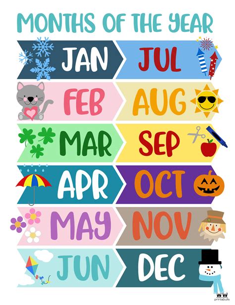 Months Of Year Printable