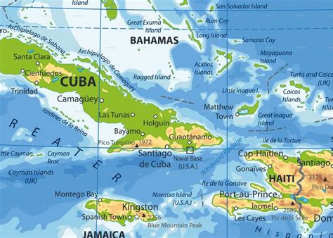 The Caribbean Physical Map In 2022 Physical Map Map Physics