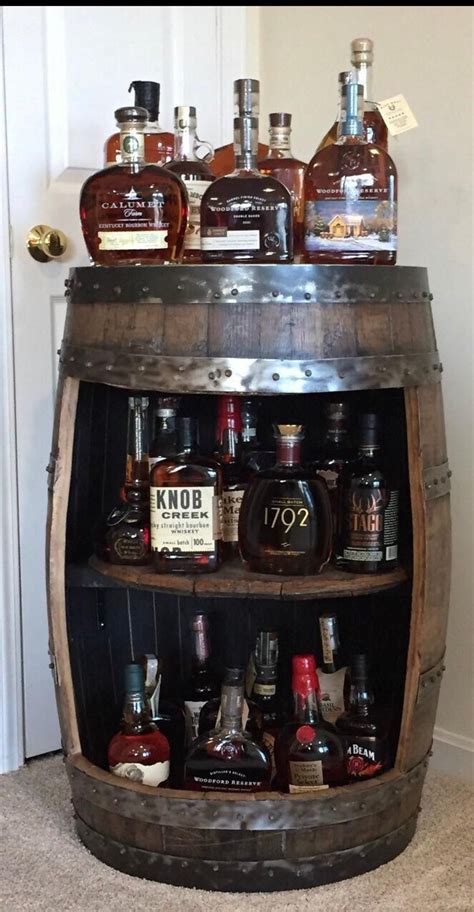 Bourbon Barrel Liquor Bar Display Case Whiskey Barrel Cabinet Buffalo