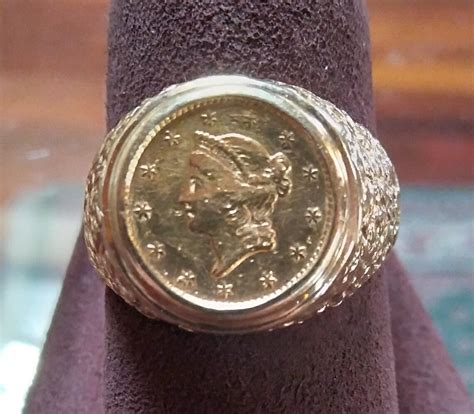 One Dollar Us Gold Coin Ring Etsy