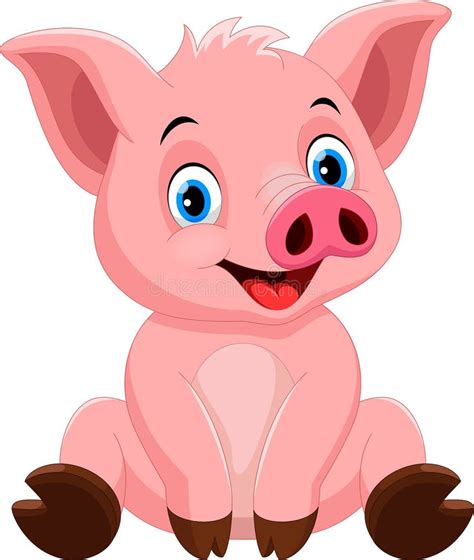 Cute Pig Cartoon Isolated On White Background Stock Illustration