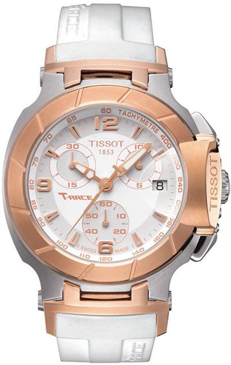 tissot watch women s swiss chronograph t race white rubber strap t0482172701700 shopstyle