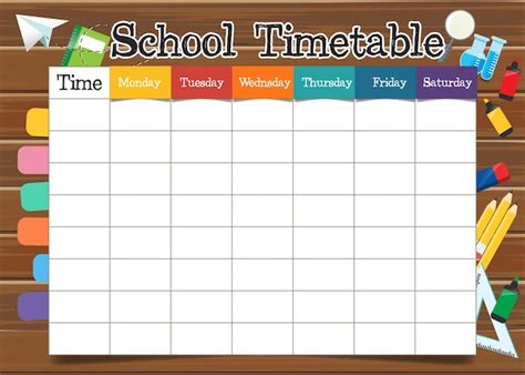 School Timetable Template Free Download