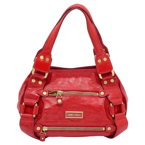 New Jimmy Choo Riley Red Grainy Calf Leather Tote Cross Body Large
