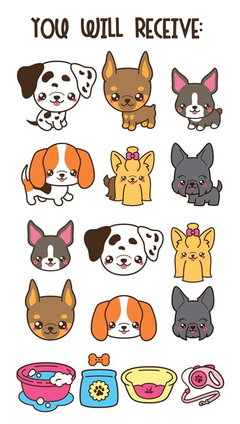 Kawaii Dog Clip Art Cute Dog Clip Art Dog Breeds Clip Art Etsy Dog