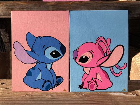 Stitch And Angel Matching Paintings Couples Friends Stitch And