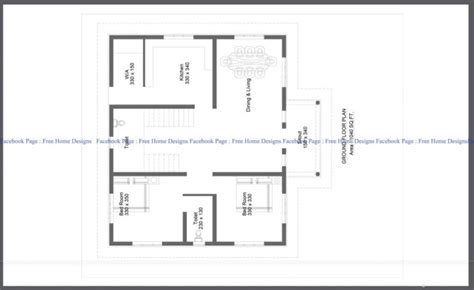 1040 Square Feet 2 Bedroom Single Floor Simple House And Plan Home
