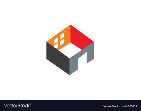 3d Home Construction Interior Logo Royalty Free Vector Image