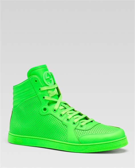 Gucci Coda Neon Leather Hightop Sneakers In Green For Men Lyst