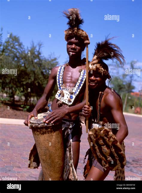 Men In Native Dress Playing Drums Victoria Falls Livingstone