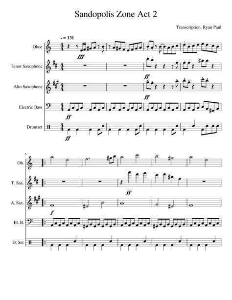 Sonic And Knuckles Sandopolis Zone Act 2 Sheet Music For Oboe