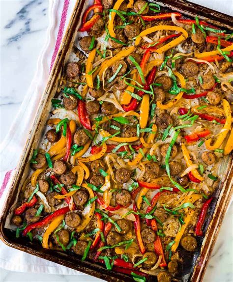 Sheet Pan Sausage And Peppers And Onions Baked Italian Sausage And