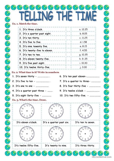 Telling The Time General Vocabulary English Esl Worksheets Pdf And Doc
