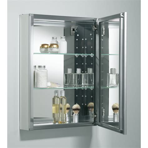 Recessed or surface mount frameless aluminum medicine cabinet adjustable shelves. Kohler 20" x 26" Aluminum Mirrored Medicine Cabinet ...