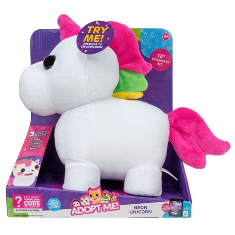 Adopt Me! Neon Unicorn Light-Up Plush - Soft and Cuddly - Three Light
