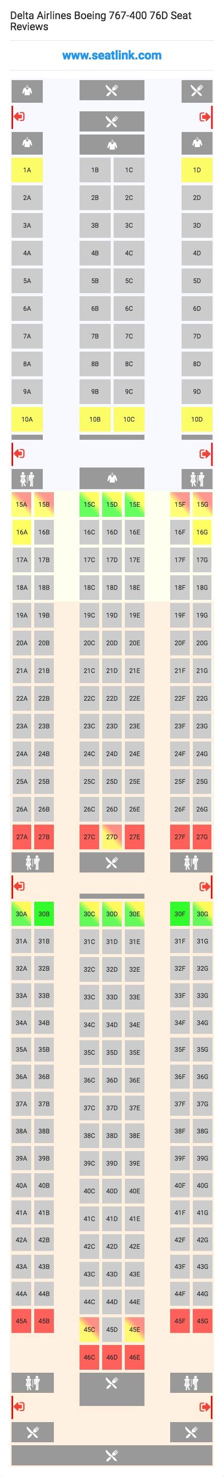 Delta Airlines Boeing 767 400 76d Seating Chart Updated October 2023