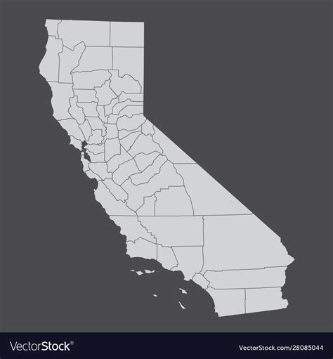 California Counties Map Royalty Free Vector Image