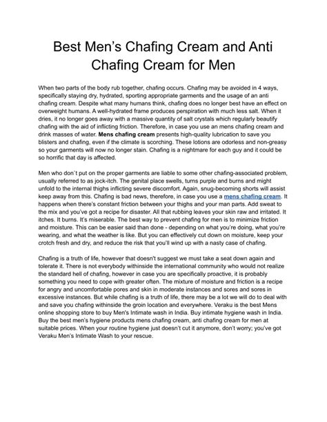 Ppt Best Mens Chafing Cream And Anti Chafing Cream For Men