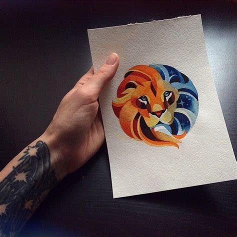 Liontattoo Starstattoo Watercolor Sashaunisex 🌠🐆 🌛🌌 Sasha Unisex