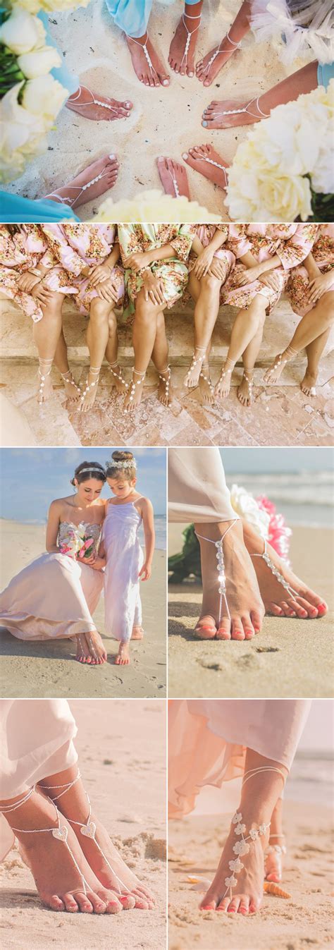 gorgeous wedding barefoot sandals for beach wedding party roowedding