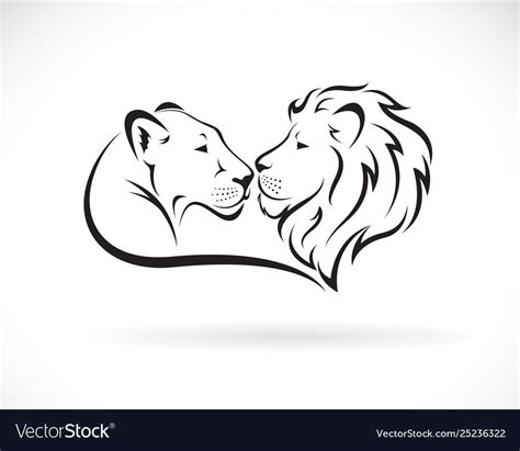 Male Lion And Female Lion Design On White Background Wild Animals