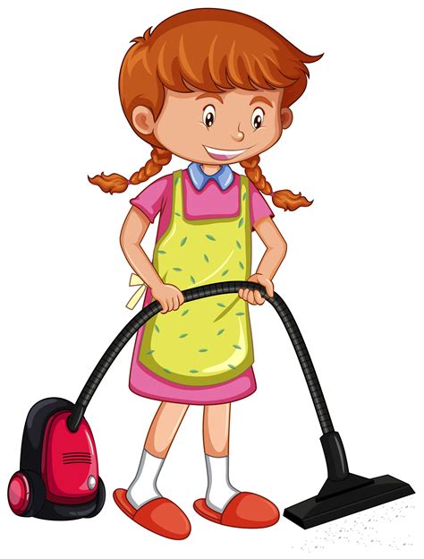 girl vacuuming floor with vacuum cleaner 419508 vector art at vecteezy