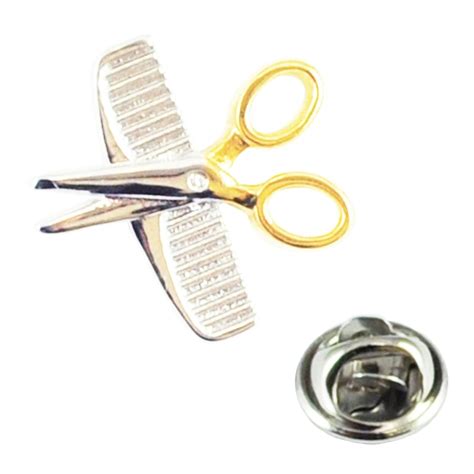 Comb And Scissors Lapel Pin Badge From Ties Planet Uk