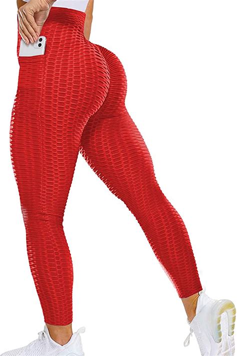 fittoo tiktok leggings pockets booty yoga pants high waisted honeycomb ruched butt lift textured