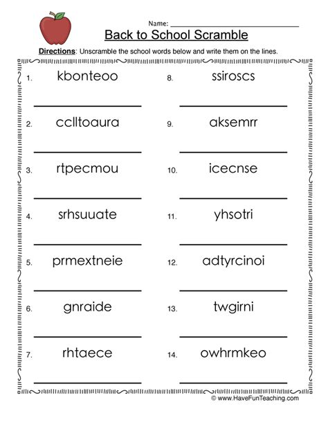 Word Scramble Worksheets Have Fun Teaching