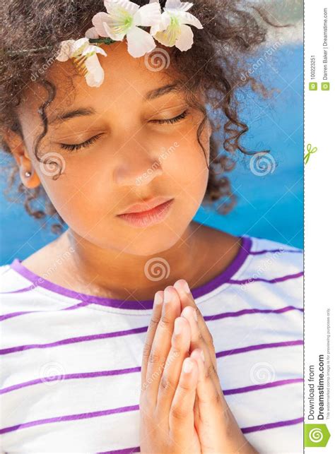 Angelic African American Female Girl Child Praying Stock Image Image