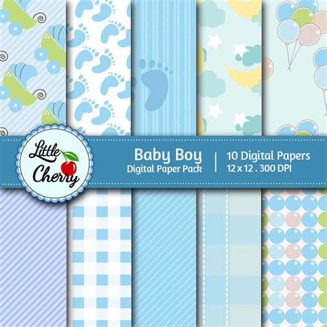 Baby Boy 10 Printable Digital Scrapbooking Papers 12 X12 Etsy