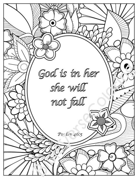 5 Bible Verse Coloring Pages Set Inspirational Quotes Diy Etsy