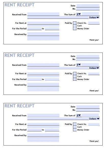 printable rent receipt templates  word excel wikidownload